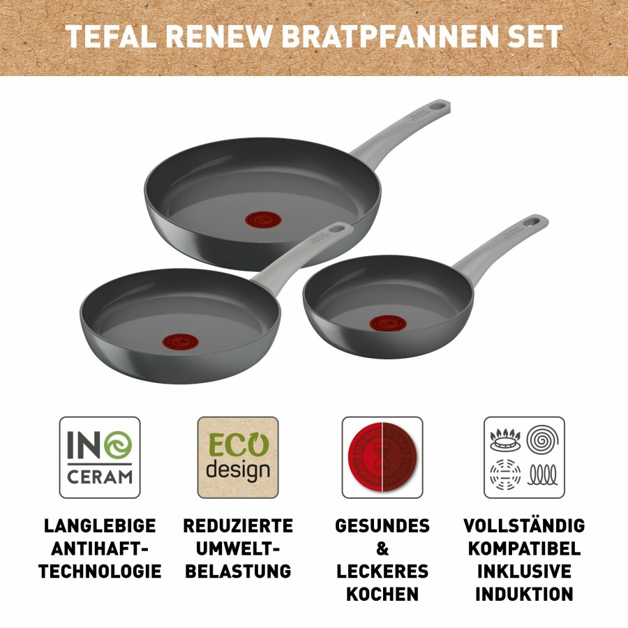 Tefal Renew On 3-Teiliges Pfannenset C42791 | Pfannen-Sets